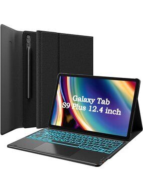 Samsung Galaxy Tab S9 Plus Keyboard Case 7 Color Backlit Touchpad & S Pen Holder